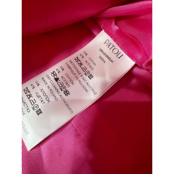 PATOU Pink Cotton Blend Satin Mini Dress FR 44 Cutout Waist Cocktail Party Dress - Picture 8 of 16